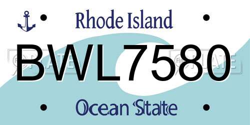 BWL7580 Rhode Island License Plate