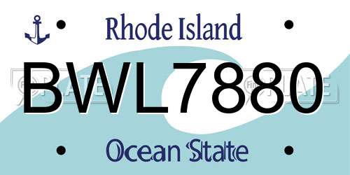 BWL7880 Rhode Island License Plate