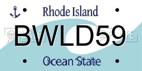 BWLD59 Rhode Island License Plate