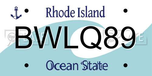 BWLQ89 Rhode Island License Plate