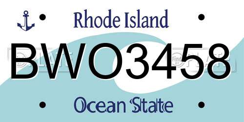 BWO3458 Rhode Island License Plate