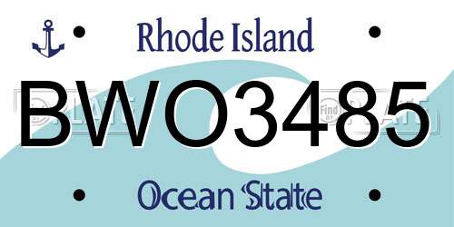 BWO3485 Rhode Island License Plate