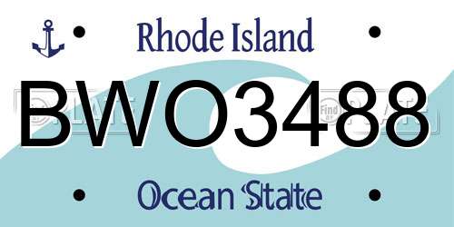 BWO3488 Rhode Island License Plate