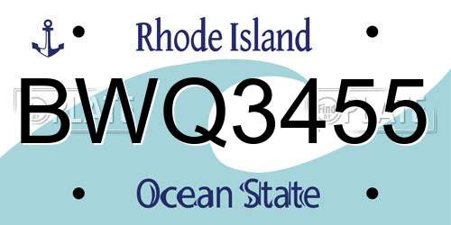BWQ3455 Rhode Island License Plate