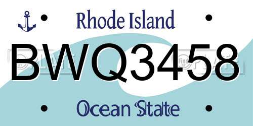 BWQ3458 Rhode Island License Plate