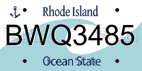 BWQ3485 Rhode Island License Plate