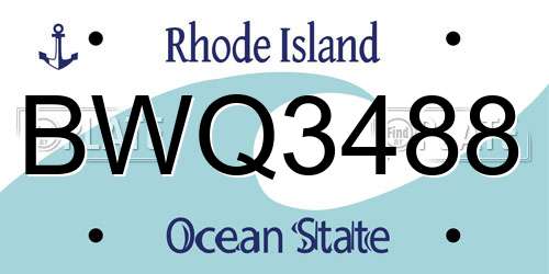 BWQ3488 Rhode Island License Plate