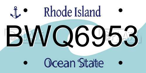 BWQ6953 Rhode Island License Plate