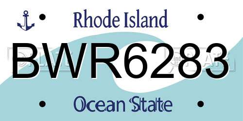 BWR6283 Rhode Island License Plate