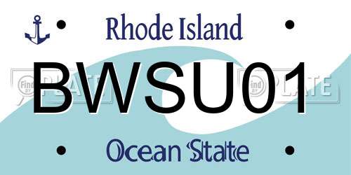 BWSU01 Rhode Island License Plate