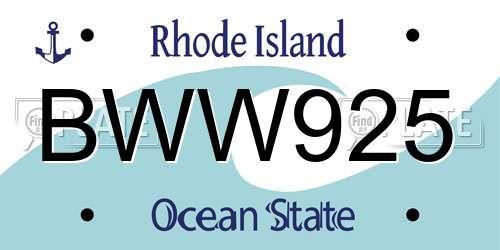 BWW925 Rhode Island License Plate
