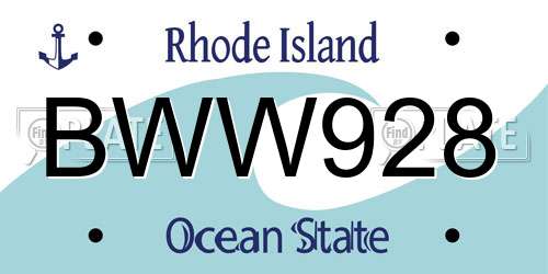 BWW928 Rhode Island License Plate