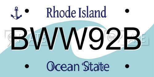 BWW92B Rhode Island License Plate