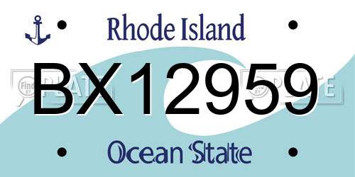 BX12959 Rhode Island License Plate