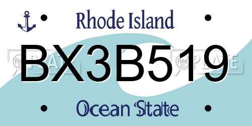 BX3B519 Rhode Island License Plate