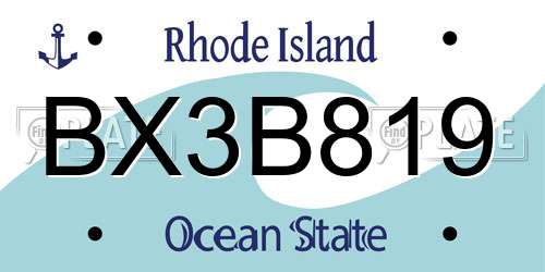 BX3B819 Rhode Island License Plate
