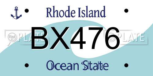 BX476 Rhode Island License Plate