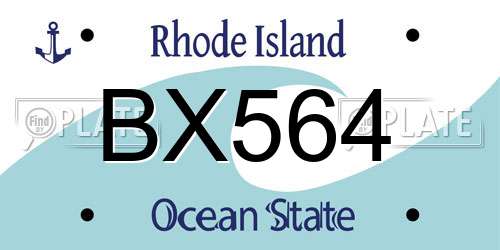 BX564 Rhode Island License Plate