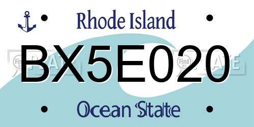 BX5E020 Rhode Island License Plate