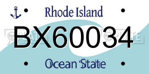 BX60034 Rhode Island License Plate