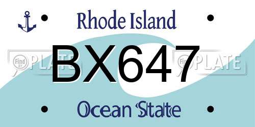 BX647 Rhode Island License Plate