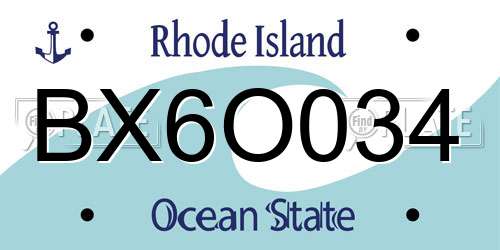 BX6O034 Rhode Island License Plate