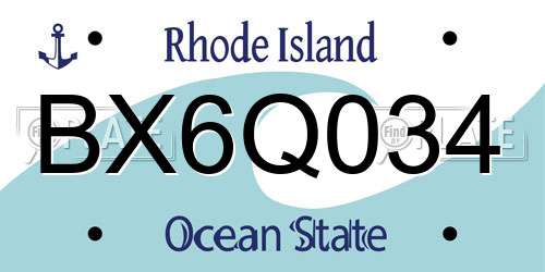 BX6Q034 Rhode Island License Plate