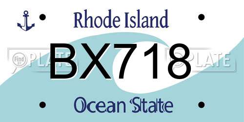 BX718 Rhode Island License Plate