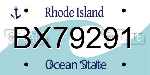 BX79291 Rhode Island License Plate