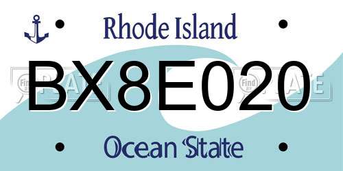 BX8E020 Rhode Island License Plate