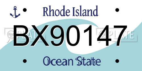BX90147 Rhode Island License Plate