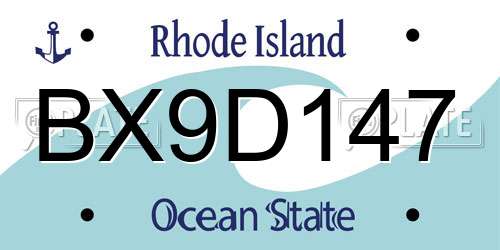 BX9D147 Rhode Island License Plate