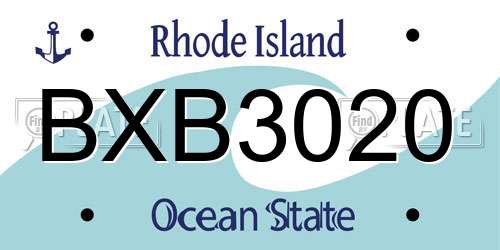 BXB3020 Rhode Island License Plate