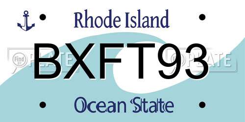 BXFT93 Rhode Island License Plate