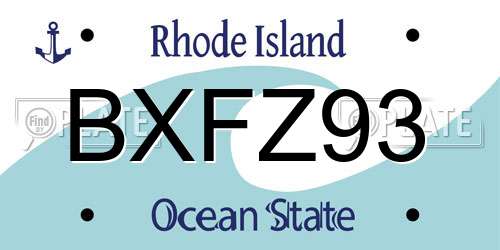 BXFZ93 Rhode Island License Plate