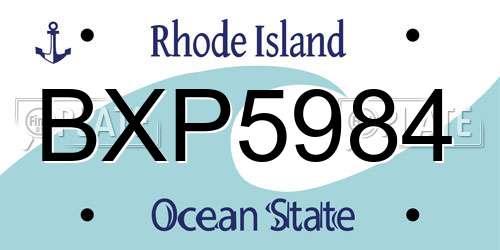 BXP5984 Rhode Island License Plate