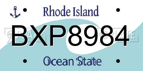 BXP8984 Rhode Island License Plate