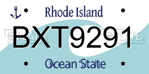 BXT9291 Rhode Island License Plate