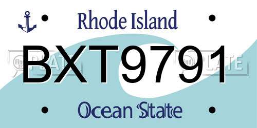 BXT9791 Rhode Island License Plate