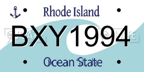 BXY1994 Rhode Island License Plate