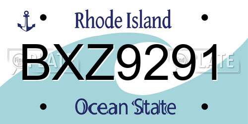 BXZ9291 Rhode Island License Plate
