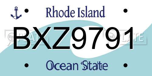 BXZ9791 Rhode Island License Plate
