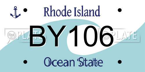 BY106 Rhode Island License Plate