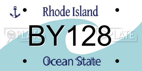 BY128 Rhode Island License Plate