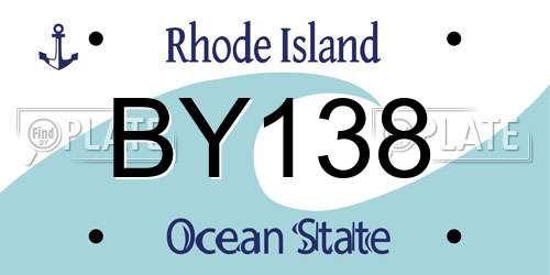 BY138 Rhode Island License Plate