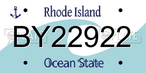 BY22922 Rhode Island License Plate