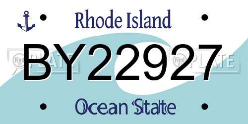 BY22927 Rhode Island License Plate