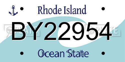 BY22954 Rhode Island License Plate