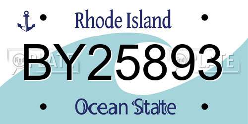 BY25893 Rhode Island License Plate