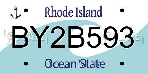 BY2B593 Rhode Island License Plate